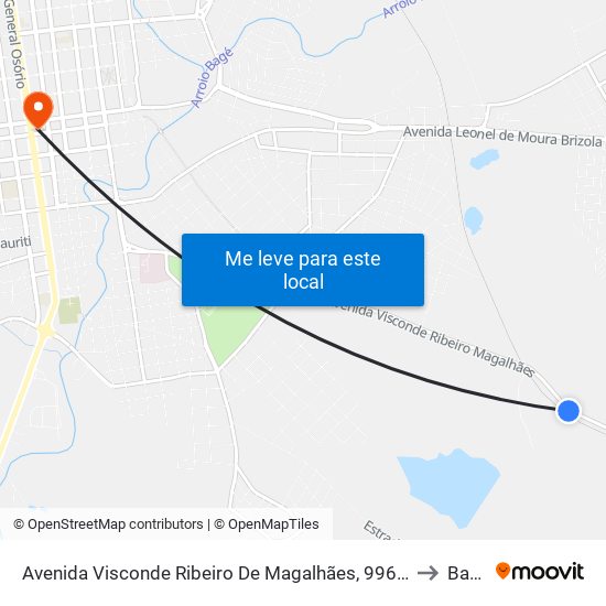 Avenida Visconde Ribeiro De Magalhães, 996-1672 to Bagé map