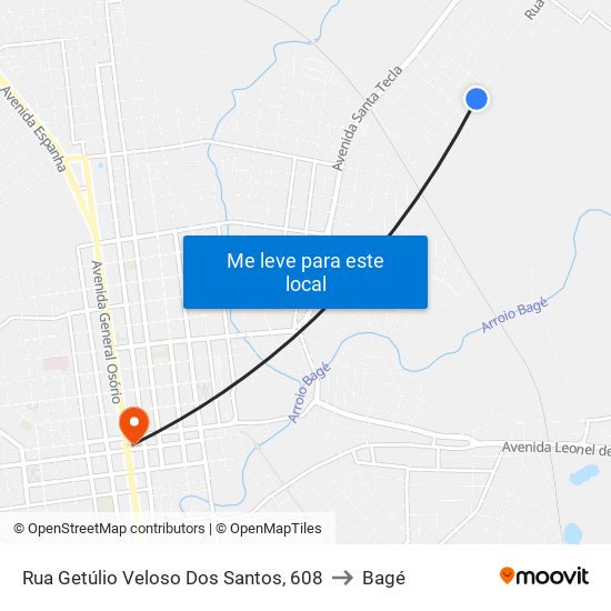 Rua Getúlio Veloso Dos Santos, 608 to Bagé map