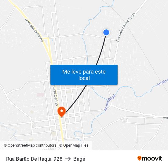 Rua Barão De Itaqui, 928 to Bagé map