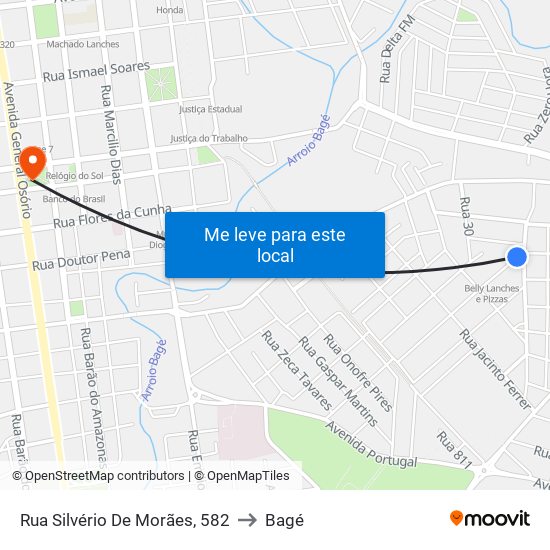 Rua Silvério De Morães, 582 to Bagé map