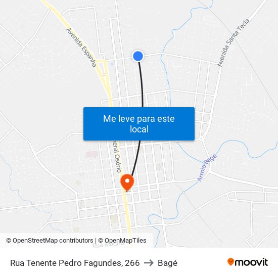 Rua Tenente Pedro Fagundes, 266 to Bagé map