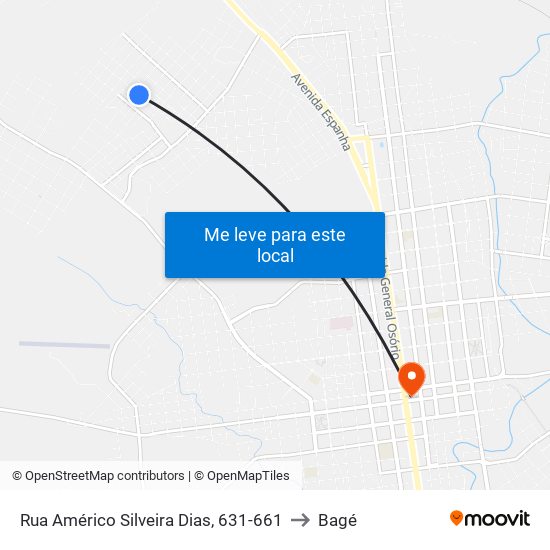 Rua Américo Silveira Dias, 631-661 to Bagé map