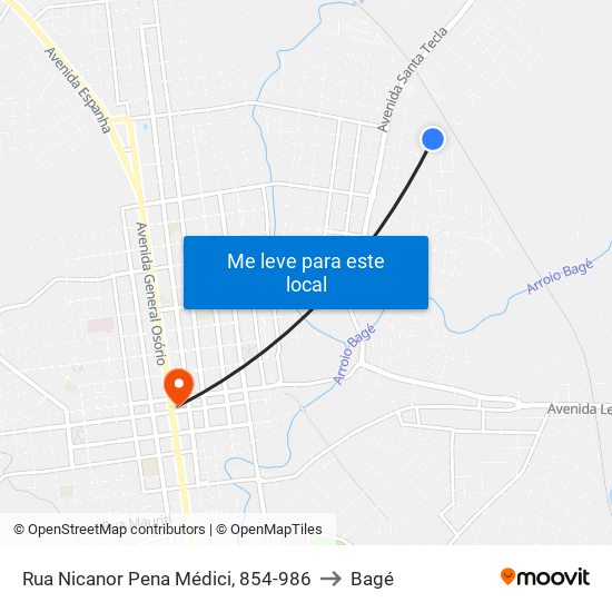 Rua Nicanor Pena Médici, 854-986 to Bagé map