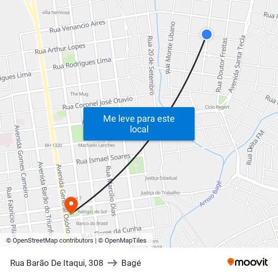 Rua Barão De Itaqui, 308 to Bagé map