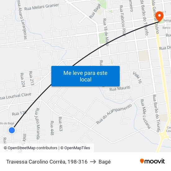Travessa Carolino Corrêa, 198-316 to Bagé map