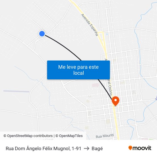 Rua Dom Ângelo Félix Mugnol, 1-91 to Bagé map