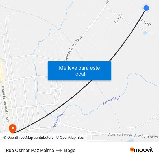 Rua Osmar Paz Palma to Bagé map