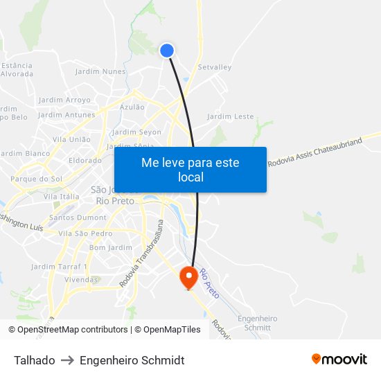 Talhado to Engenheiro Schmidt map