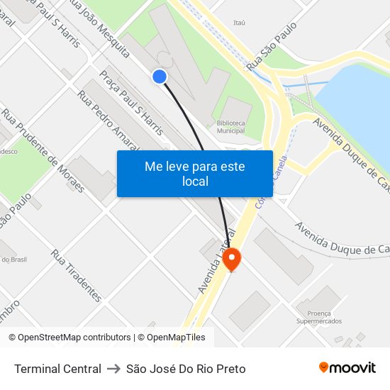 Terminal Central to São José Do Rio Preto map