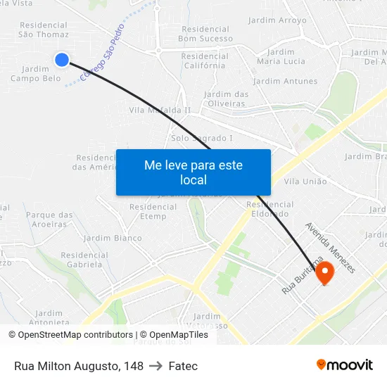 Rua Milton Augusto, 148 to Fatec map