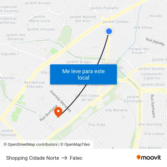 Shopping Cidade Norte to Fatec map