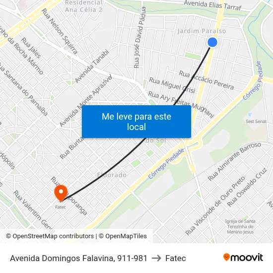 Avenida Domingos Falavina, 911-981 to Fatec map