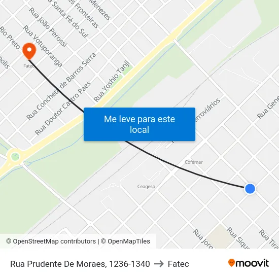 Rua Prudente De Moraes, 1236-1340 to Fatec map