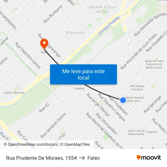 Rua Prudente De Moraes, 1554 to Fatec map