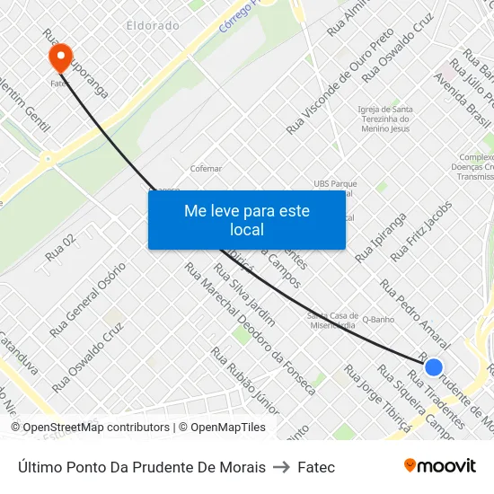 Último Ponto Da Prudente De Morais to Fatec map