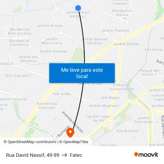 Rua David Nassif, 49-99 to Fatec map
