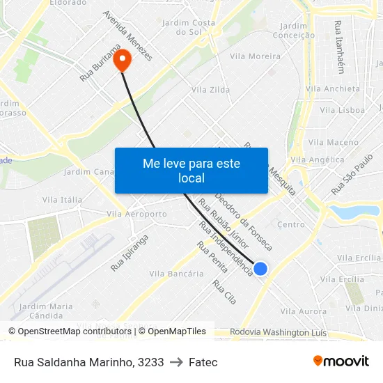Rua Saldanha Marinho, 3233 to Fatec map