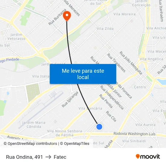 Rua Ondina, 491 to Fatec map