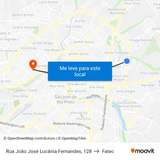 Rua João José Lucânia Fernandes, 128 to Fatec map