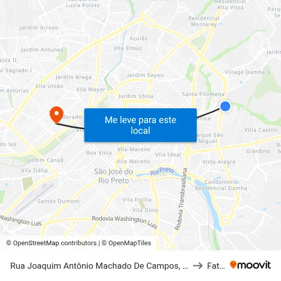 Rua Joaquim Antônio Machado De Campos, 316-370 to Fatec map