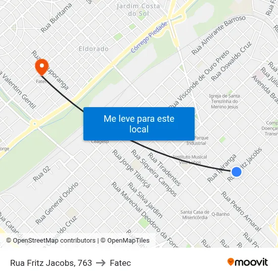 Rua Fritz Jacobs, 763 to Fatec map