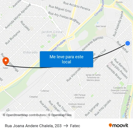 Rua Joana Andere Chalela, 203 to Fatec map