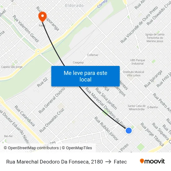Rua Marechal Deodoro Da Fonseca, 2180 to Fatec map