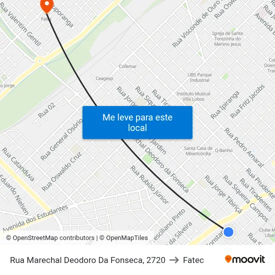 Rua Marechal Deodoro Da Fonseca, 2720 to Fatec map