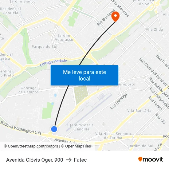 Avenida Clóvis Oger, 900 to Fatec map