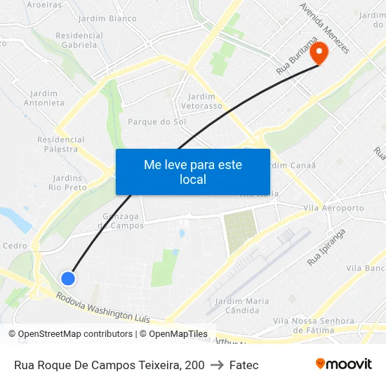 Rua Roque De Campos Teixeira, 200 to Fatec map