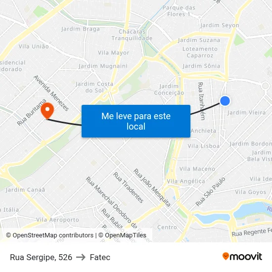 Rua Sergipe, 526 to Fatec map