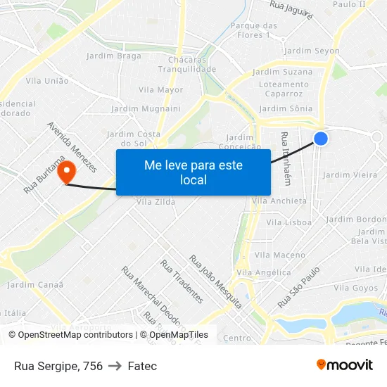 Rua Sergipe, 756 to Fatec map