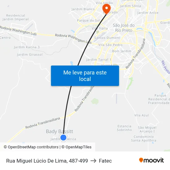 Rua Miguel Lúcio De Lima, 487-499 to Fatec map
