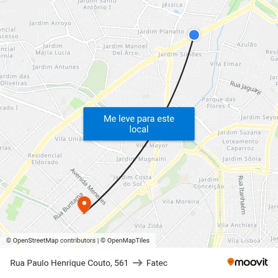 Rua Paulo Henrique Couto, 561 to Fatec map