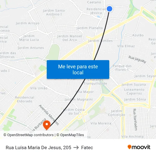 Rua Luísa Maria De Jesus, 205 to Fatec map