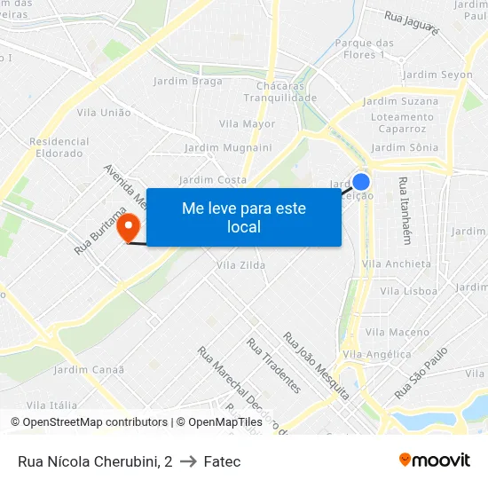 Rua Nícola Cherubini, 2 to Fatec map