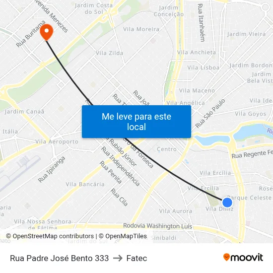 Rua Padre José Bento 333 to Fatec map