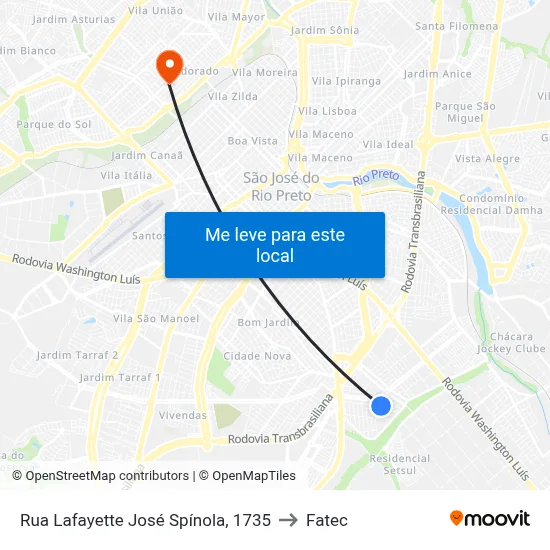 Rua Lafayette José Spínola, 1735 to Fatec map