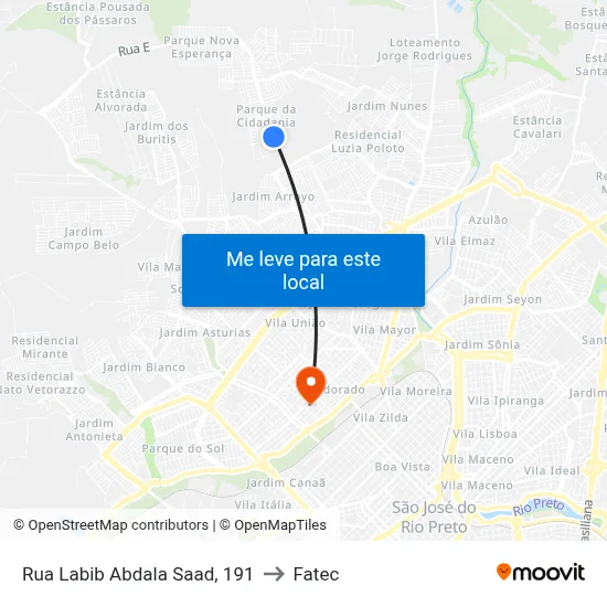 Rua Labib Abdala Saad, 191 to Fatec map