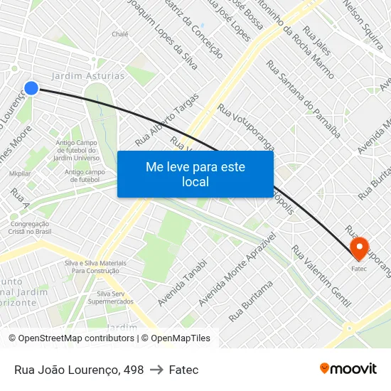 Rua João Lourenço, 498 to Fatec map