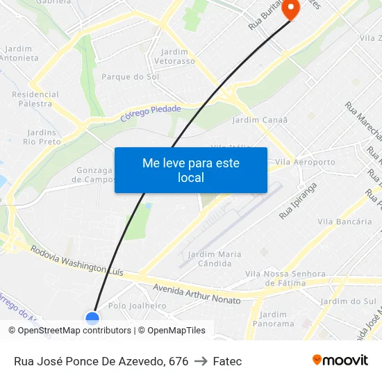 Rua José Ponce De Azevedo, 676 to Fatec map