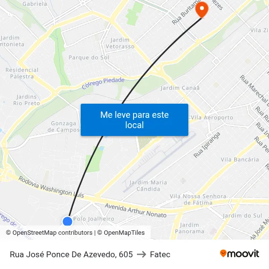 Rua José Ponce De Azevedo, 605 to Fatec map