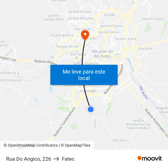 Rua Do Angico, 226 to Fatec map