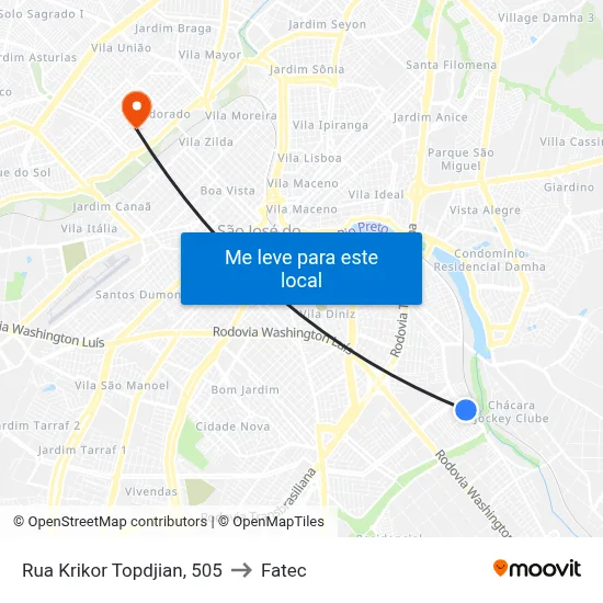 Rua Krikor Topdjian, 505 to Fatec map