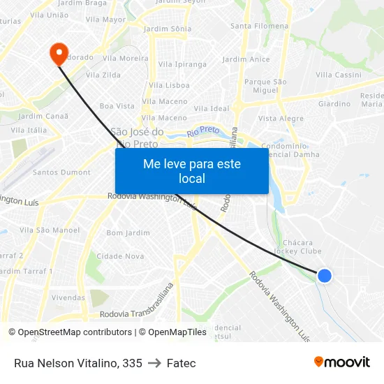 Rua Nelson Vitalino, 335 to Fatec map