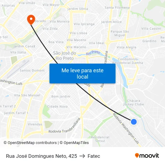 Rua José Domingues Neto, 425 to Fatec map
