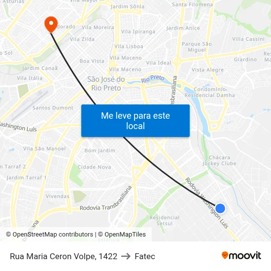 Rua Maria Ceron Volpe, 1422 to Fatec map