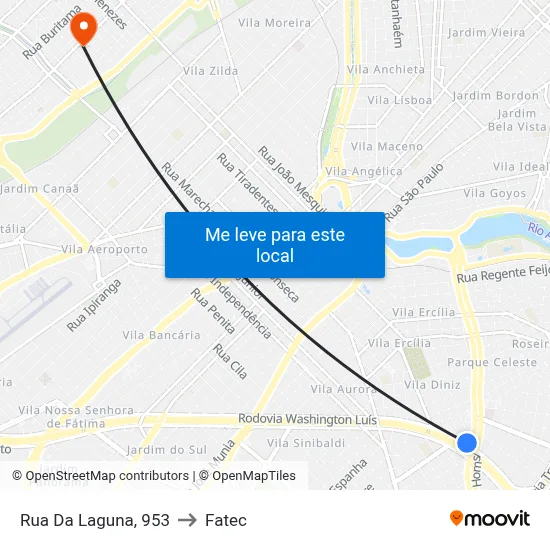 Rua Da Laguna, 953 to Fatec map
