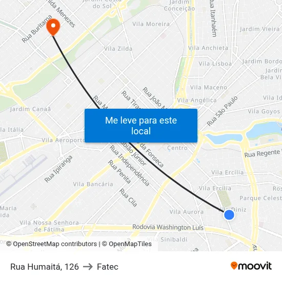 Rua Humaitá, 126 to Fatec map