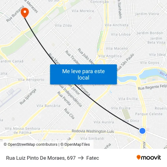 Rua Luiz Pinto De Moraes, 697 to Fatec map